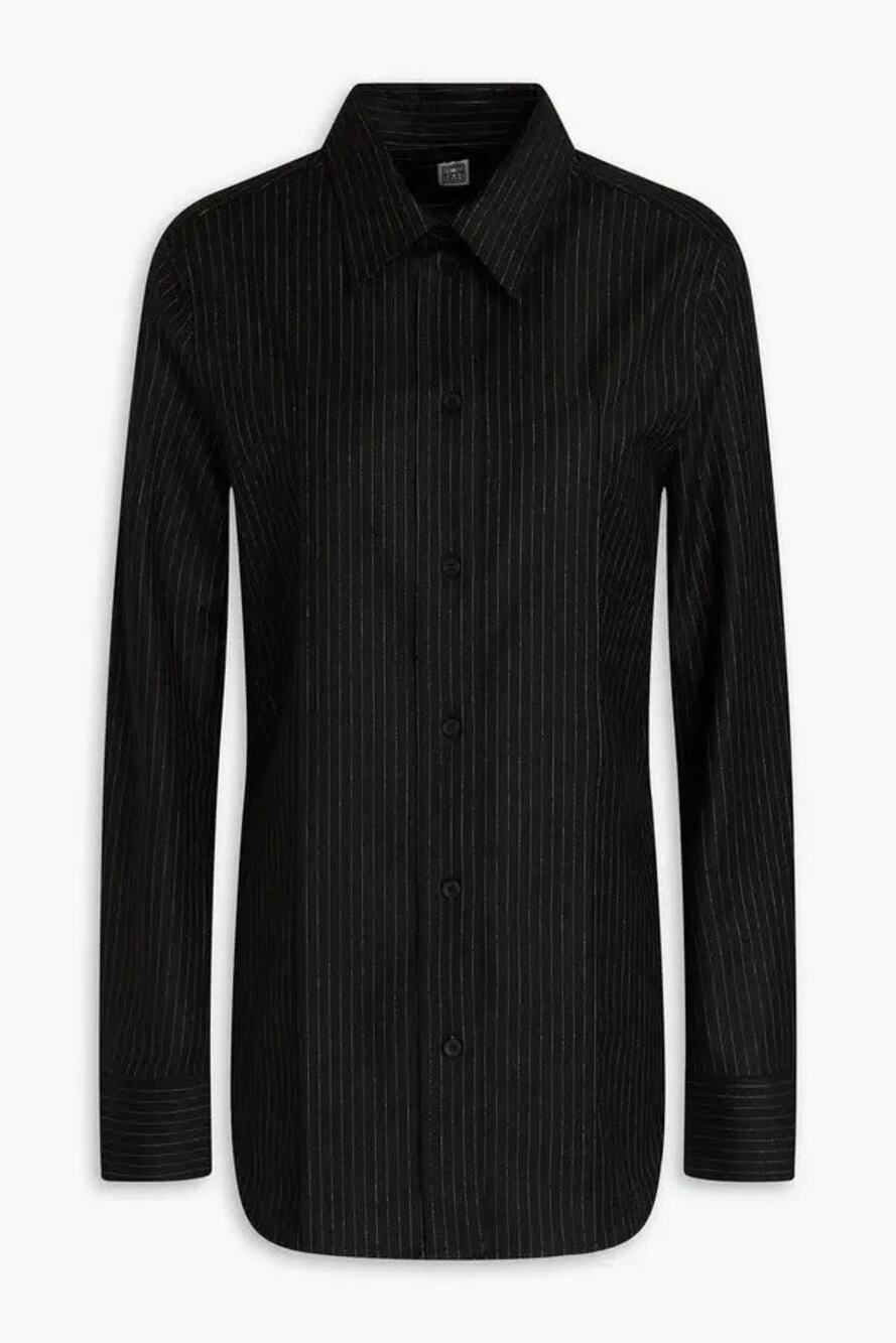 Toteme Slim Viscose Wool Pinstripe Shirt Size 36 FR 4 US
